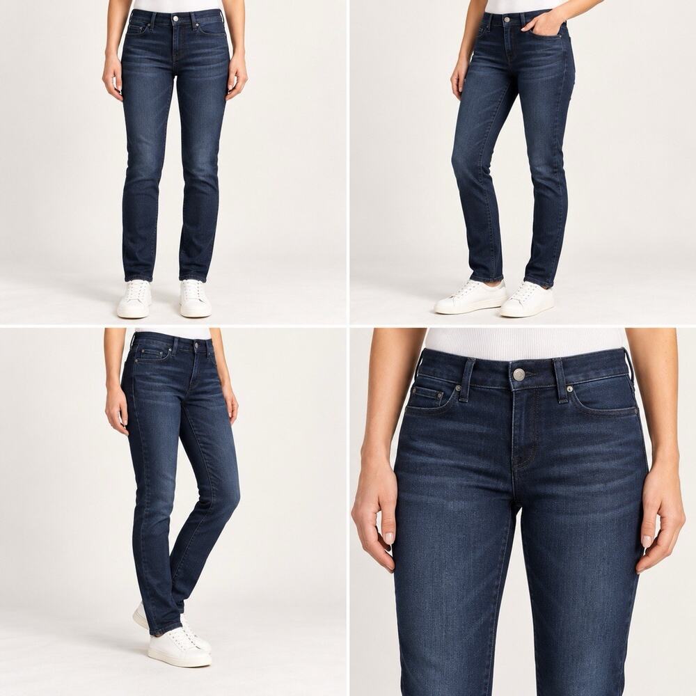 7 For All Mankind Jeans Womens 4 Dark Blue Slim Leg Whiskered Denim